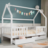 Casa de Pino Cama Infantil, 90x200 cm, sin Colon, Blanco - details 1