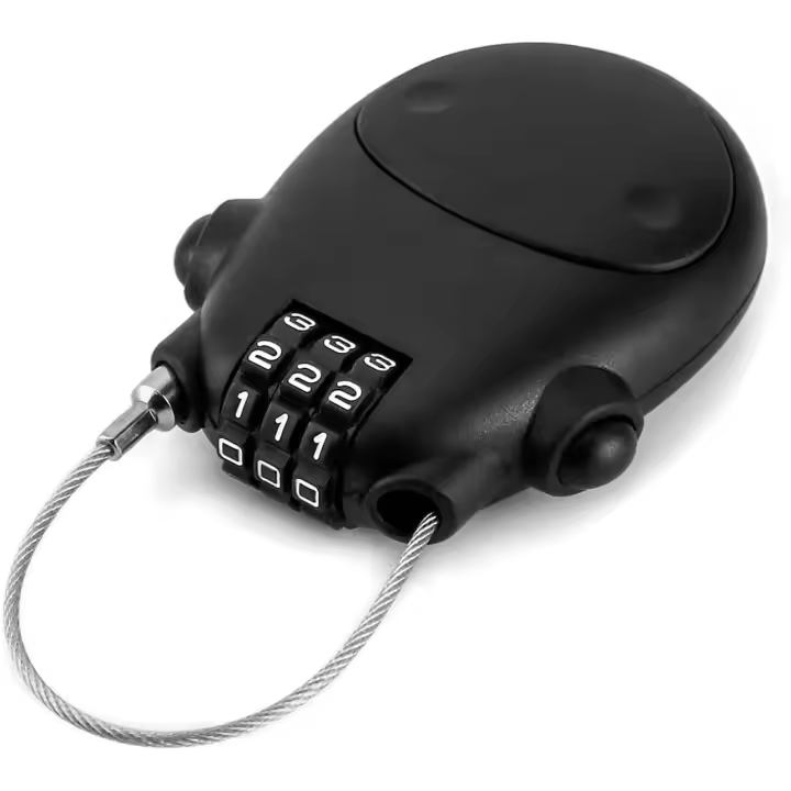 Cerradura de combinación de 3 dígitos, cerradura de cable, cerradura de contraste de seguridad, cable retráctiles de 77cm para equipamiento, Bicicleta, Esqui, Snowboarding - 1