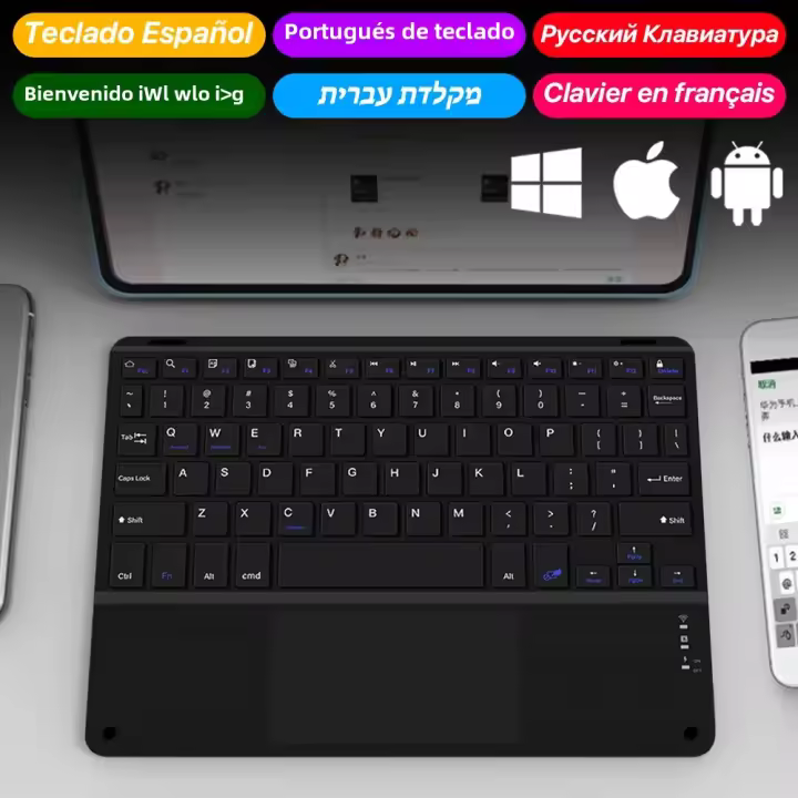 Teclado Bluetooth Con Touchpad Para iPad pro Mini Smart Phone Computadora Juego Dispositivos Recargables Tablero Tablet Laptap Wireless - 1