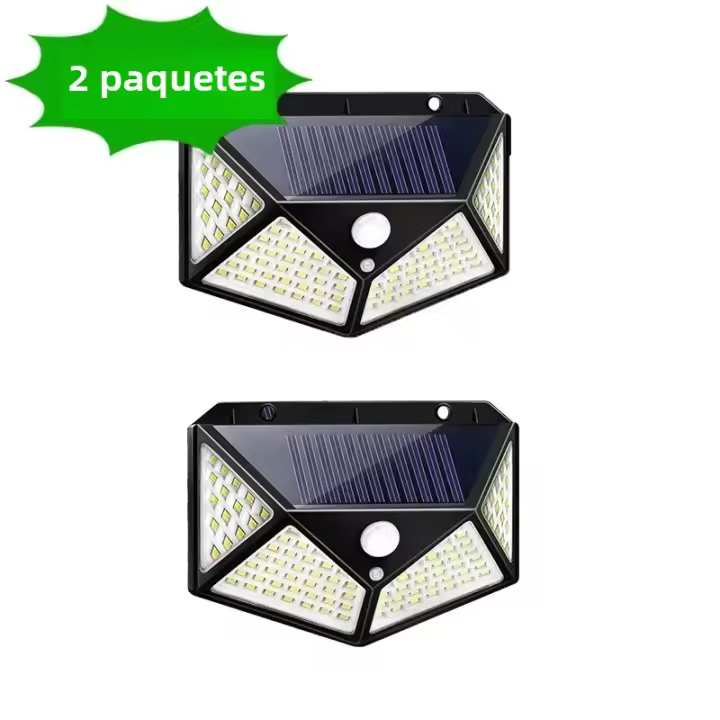 Lámpara De Pared Solar Exterior Con Sensor De Movimiento PIR 100LED Luz Solar Para Jardín Y Courtyard Iluminación De Calle Auto Contenida IP65 ABS - 1