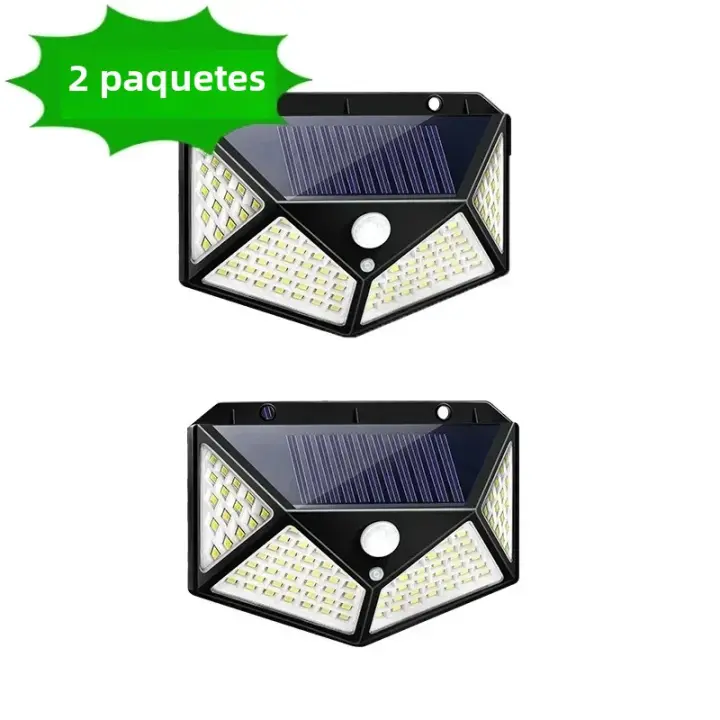 Lámpara De Pared Solar Exterior Con Sensor De Movimiento PIR 100LED Luz Solar Para Jardín Y Courtyard Iluminación De Calle Auto Contenida IP65 ABS - 1