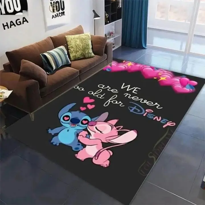 Carpetas De Piso Absorbentes Y Antideslizantes Para Dormitorio Infantil Con Diseño De Cartoon Stitch Tamaño 120x160cm Para Pared De Cama Y Ventana - 1