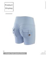 Shorts Deportivos De Cintura Alta Para Mujer Con Bolsillos Para Yoga Running Entrenamiento Danza Elevación De Caderas Ropa Deportiva - details 2