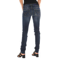 MET-Pantalon Tejano Largo efecto gastado y roto 10DB50219 para Mujer