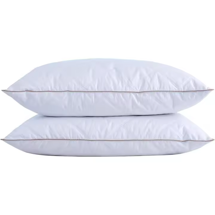 Almohadas de  Plumas de Ganso y  Poliéster, 2 Unidades 50X75cm, Funda de  Algodón, Antiácaros Hipoalergénico, Natural, Medio Apoyo - 1