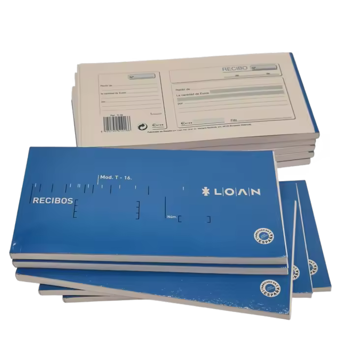 Pack De 10 Talonarios De Recibos Clásico Con Matriz  (100 Hojas por Talonario ) Md.- T-16 - Loan - 1