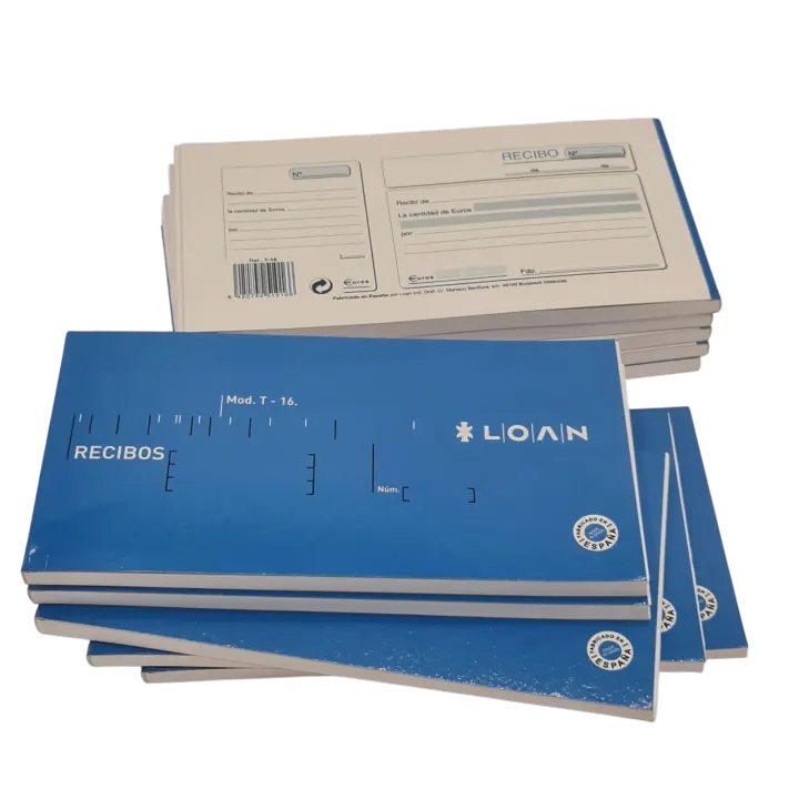 Pack De 10 Talonarios De Recibos Clásico Con Matriz  (100 Hojas por Talonario ) Md.- T-16 - Loan - 1