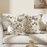 Funda De Cojín Floral Mariposa Verde 18"x18", Decoración Para Sala De Estar Dormitorio Sofa Y Cama Regalo Para Fiesta De Primavera - details 2