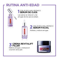L'oreal Paris | Serum Ojos Revitalift Filler 2,5 Ácido Hialurónico + Cafeína. Rellena patas de gallo y corrige ojeras. Aplicador triple roll-on efecto frío. Aprobado por dermatólogos. 20ml - details 1