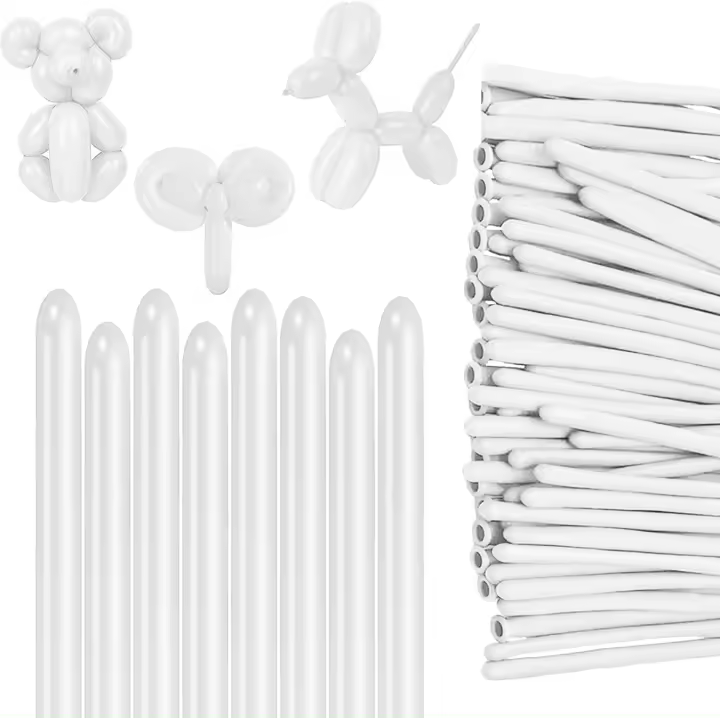 100 Pièces Blanc Long Ballons, Magiques Ballons en Latex, Ballons pour Animaux, Ballons Sculpter pour Anniversaire Fête de Mariage Bricolage Décoration - 1