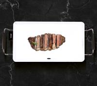 Plancha antiadherente de asar de cerámica Jocca en acabado blanco piedra con 2000W de potencia, asas de tacto frío, bandeja recoge gotas y termostato extraíble para limpiar y guardar fácilmente - details 0