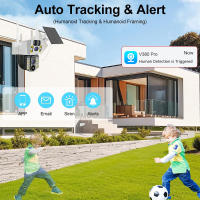Cámara Solar Inalámbrica 4K 8MP Con Doble Lente Exterior V380 pro CCTV Protección De Seguridad Monitor Con Visión Nocturna Y Radar 4G Sim IP Wifi - details 10