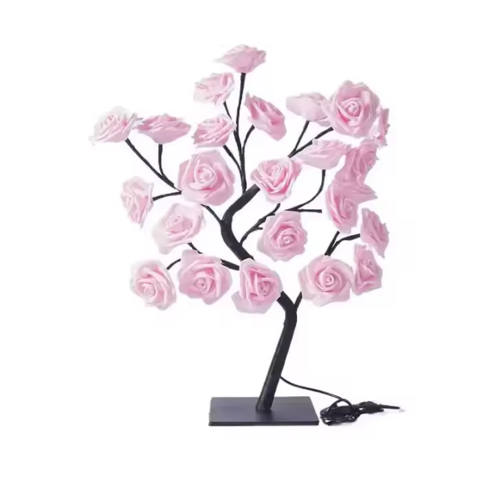 Lámpara De Rosas Con 24 LEDs Decoración De Mesa Para Bodas Día De La Madre Día De San Valentín Regalo Para Niñas Y Mamás - 1