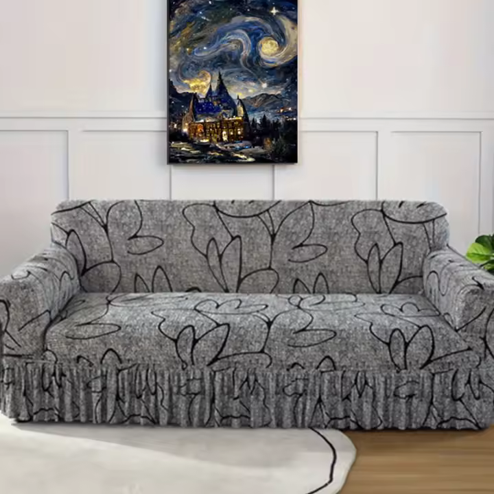 Funda De Sofá Universal Elástica Y Plisada Protección Moderna Sencilla Para Sala De Estar Dormitorio Hotel Material Poliéster - 1