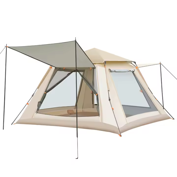 Fully Automatic Tent Outdoor Portable Folding Camping Tent，Thicken Waterproof Sun Shelter Tent，Two Door 3-4 Person Camping Set，for Beach Travel Hiking - 1