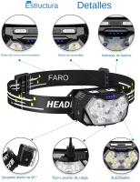Linterna Frontal LED 9 Luces Con Sensor De Movimiento Recargable USB Para Pesca Camping Y Actividades Al Aire Libre Luz Portátil - details 4