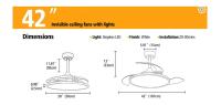 Ventilador de techo LED Hola LED de 42" - 60 W, temperatura de color regulable, blanco, 6 velocidades, motor de CC de cobre, ultrasilencioso con control remoto - Perfecto para dormitorio y comedor - details 0