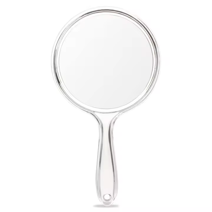 Espejo de mano de doble cara con aumento 1X/2X y asa, paquete de 1 (transparente) - 1
