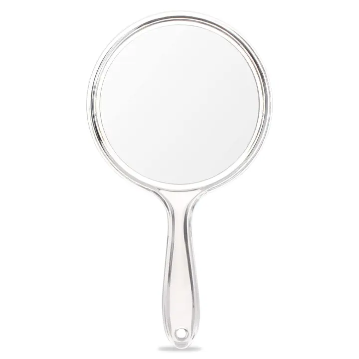 Espejo de mano de doble cara con aumento 1X/2X y asa, paquete de 1 (transparente) - 1