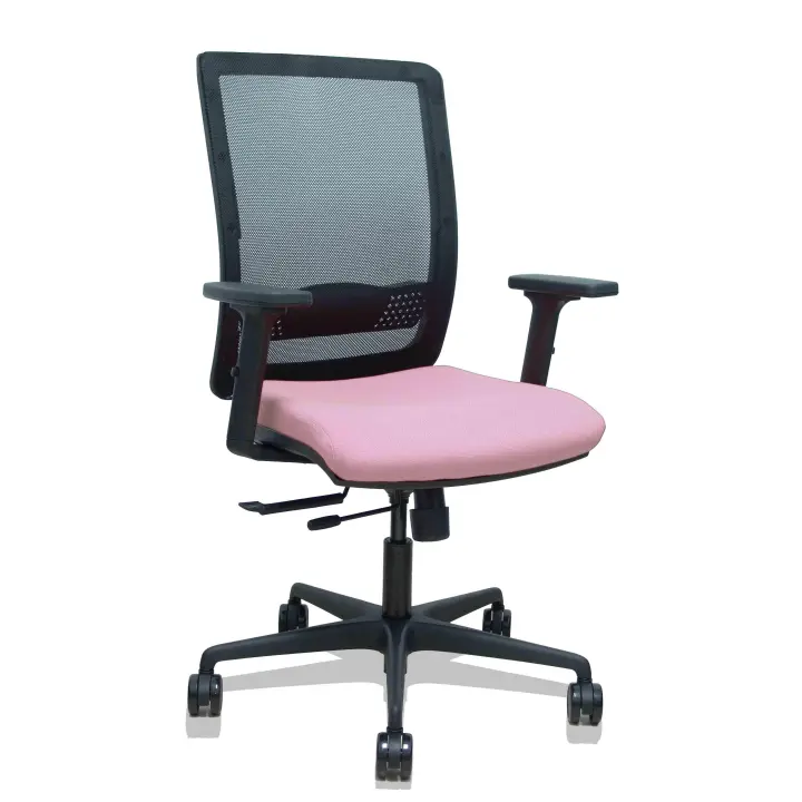 Silla Haches traslack malla negra asiento bali rosa brazos 2D ruedas 65mm - 1