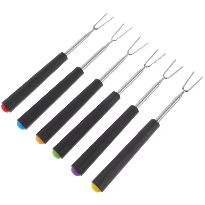Cucharas De Tostado Telescopio Para Barbacoa Pollo Marshmallow Palillos De Asado Telescopio BBQ Herramientas De Cocina U-Shaped - 1