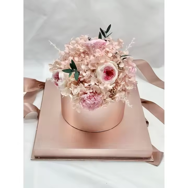 Bouquet Flores preservadas (peonías,Rosas y claveles) - Flores día de la Madre - Flores eternas en Caja Transparente con DEDICATORIA - 1