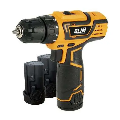 Taladro a Batería Blim 12V 2Ah - 28Nm Par Máximo - 2 Velocidades 0-400 y 0-1500rpm - Incluye 2 Baterías y Maletín de Transporte - 1