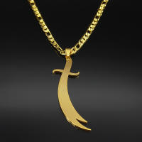 Collar Pendentivo De Acero Inoxidable En Color Oro Con Pendiente De Espada Zulfiqar De Imam Ali Religión Islámica Para Hombres Y Mujeres - details 6