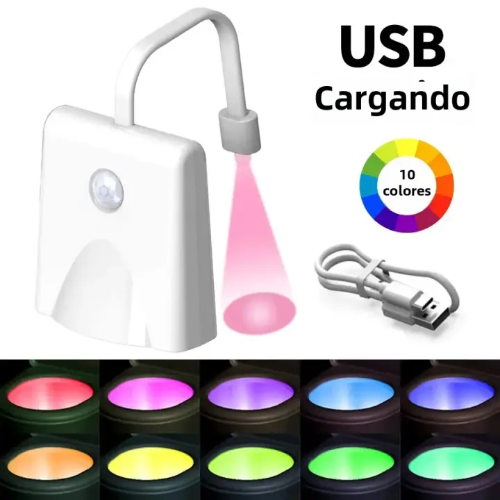 Lámpara De Noche LED RGB Para Inodoro Con Proyector De Estrellas Y Sensor De Movimiento Luz De Baño Impermeable WC Backlight - 1