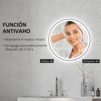 kleankin Espejo de Baño con Luces LED Ajustable Ø60 cm Espejo para Baño Redondo con Antivaho Función de Memoria e Interruptor Táctil para Salón Entrada Plata - details 2
