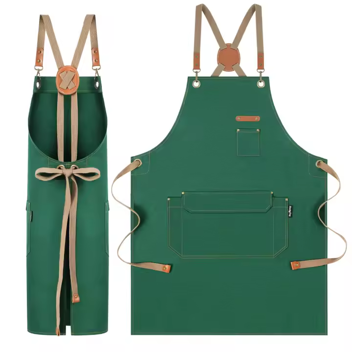 Delantal de Lona de Algodón para Cocina, repostería, Artistas y Artistas. Delantales de trabajo con espaldas Cruzada para tiendas, Jardines, restaurantes, cafeterías y baristas. - 1
