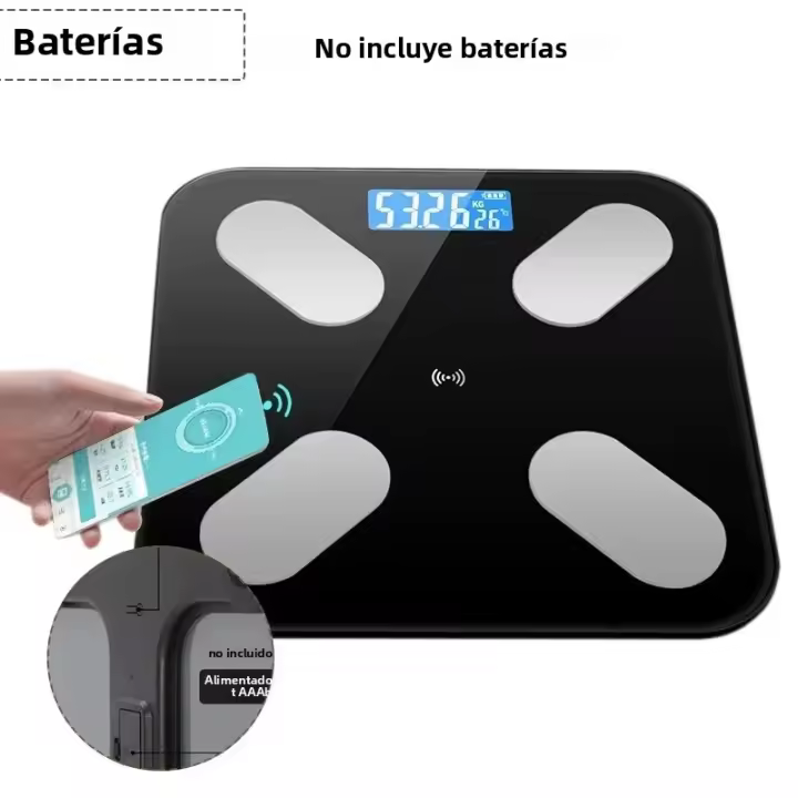Escala De Peso Digital Inteligente Para Baño Con Análisis De Composición Corporal LED Sin Cable Medidor De Grasa Y Contenido De Agua Material De Vidrio Reforzado Máximo 150KG - 1