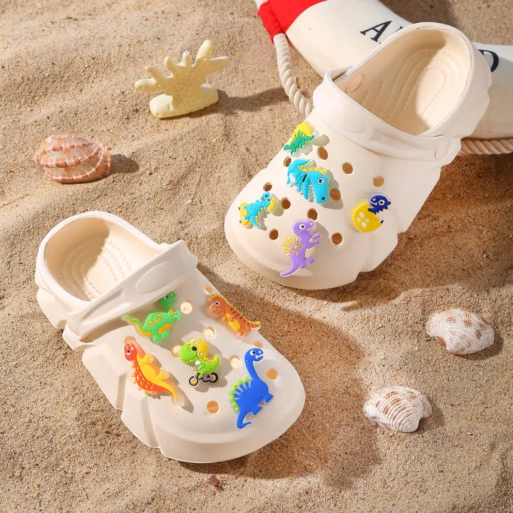 Clogs Casuales Para Niños Transpirables Con Decoración De Dinosaurio Luminoso Ligeros Para Ducha Playa Y Piscina Material Superior EVA Todas Las Estaciones - 1