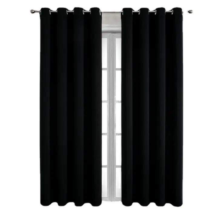 Cortinas Negras Para Sala De Estar Y Dormitorio Con Alta Ocultación 1 Pieza Cortina De Ventana Terminada Para Ambientes Iluminados - 1