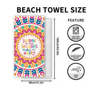 Toalla de playa con impresión digital de doble cara de forro polar de secado rápido, toalla de baño deportiva para baño - details 3