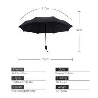 Parasol Automático Resistente Al Viento Para Hombres Y Mujeres Con Capa Negra Anti-UV Plegable 3 Veces Para Protección Contra Lluvia Y Sol 8 Viles Lujo - details 11
