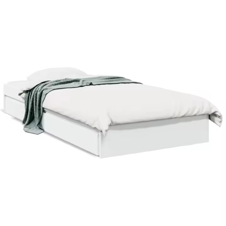 vidaXL Cama con cajones madera de ingeniería blanca 90x200 cm - 1