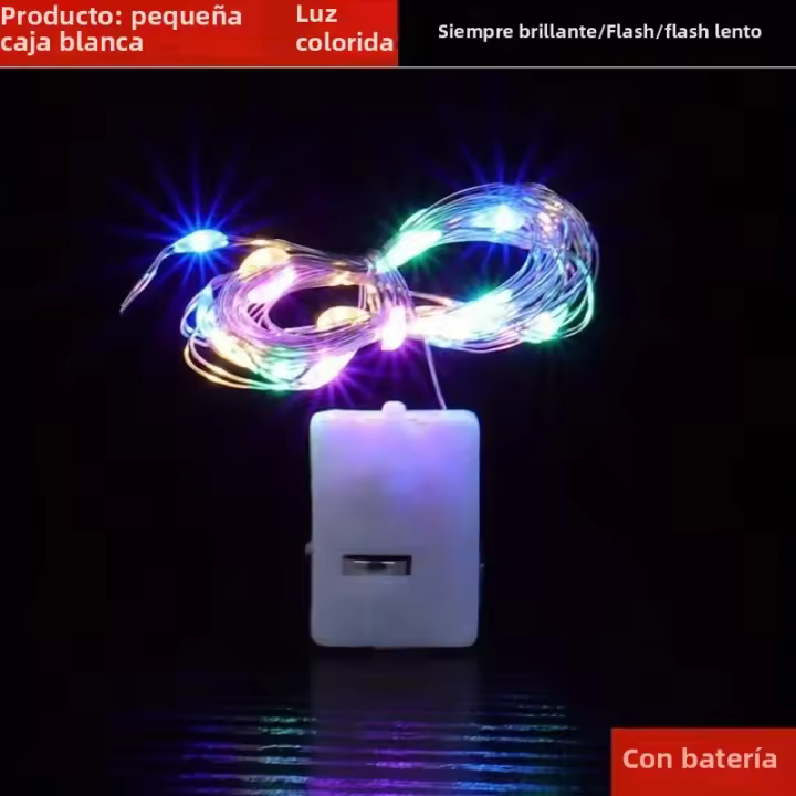 Decoración De Navidad LED Pequeña Luz De Cobre Con Caja De Batería Cinta De Luz Atmosfera Estrella Y Belt White Box Para Bouquet - 1