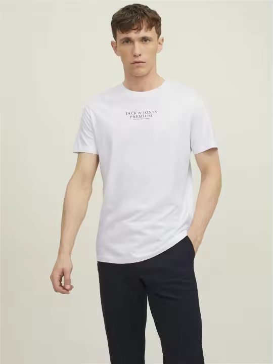 Camiseta Hombre Jack & Jones Bluarchie Manga Corta Cuello Redondo Color Blanco - Estilo Moderno - 1
