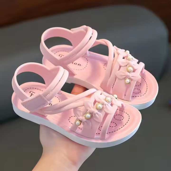 Sandalias Elegantes Para Niñas Versátiles Y Estilosas Para Interior/Exterior Zapatos De Princesa Listos Para La Playa Con Borlas Y Bebés Transpirables Y Suaves Para Verano Talla True Fit PVC - 1