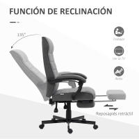 Vinsetto Silla de Escritorio Reclinable Silla de Oficina Giratoria con Altura Ajustable Reposapiés Retráctil y Reposabrazos Silla para Estudio Carga 120 kg - details 1