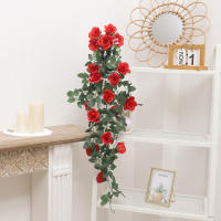 105cm Rosas Artificiales En Valla De Rotura Decoración De Plantas Falsas Para Casa Accesorios De Arco Para Boda Adornos Colgantes Para Pared - details 6