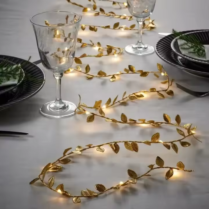 Cadena De Luces Faeir De 2M Con 20 LED Hojas Doradas Para Decoración De Bodas Cumpleaños Y Jardín Artificial Guirnalda Vínculo Iluminado - 1