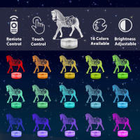 Lámpara Nocturna 3D De Caballo Animal Decoración Para Dormitorio De Niños Luz De Escritorio Para Regalo De Navidad Y Cumpleaños - details 1
