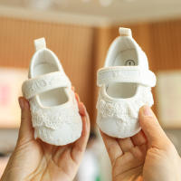 Zapatos De Princesa Para Bebé Niña En Lace Blanca Mocasines Con Lazo Y Borde Antideslizante De Goma Primera Calzado Para Caminar - details 4