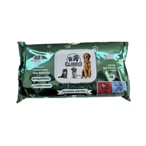 Toallitas Higiénicas Quibro para Perros y Gatos 40 unidades - Aroma Aloe Vera - 1