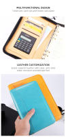 Cubierta De Cuero PU Para Negocios A5/A6 Portafolio De Hojas Sueltas Con Cierre De Cremallera Bolsa Para Libro De Notas Y Calcular - details 7
