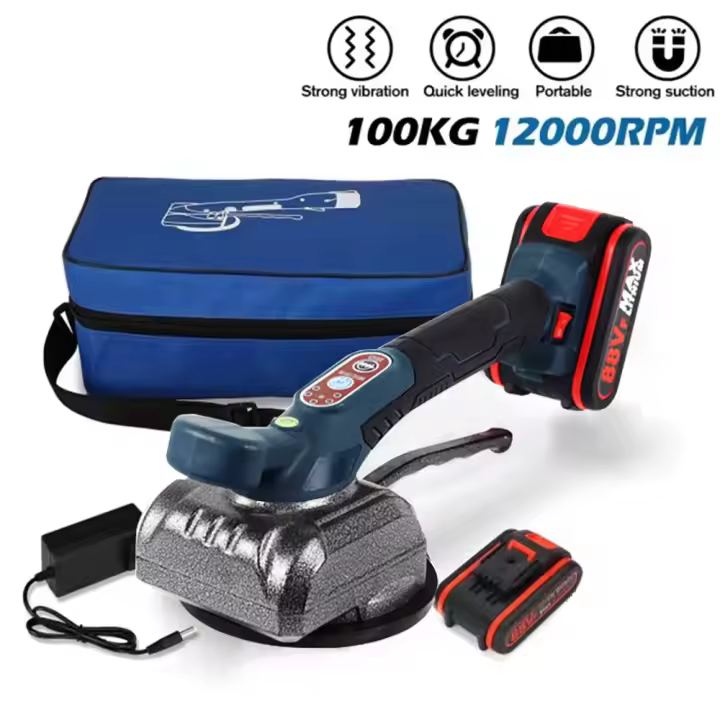1000W Tiles Tiling Machine 5 Gear Adjustable Efficient Cordless Rechargeable Tile Vibrator Suction Cup Tool 88VF 15000mAh Battery Bubble Leveler Power Tools - 1