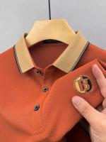 Camisa Polo De Verano Para Hombre Con Encaje Y Manga Corta De Seda Helada Transpirable Moda Casual Brecha De Negocios - details 7