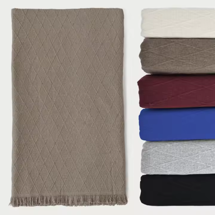 Colcha Multiusos Sofa,Manta Foulard,Plaid para Cama,Cubresofa Cubrecama,jarapas,Comoda Practica y Suave. Poliester Algodón con Bordaje - 1